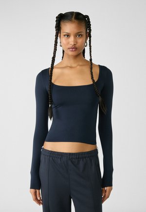 Stradivarius Top s dlhým rukávom - dark blue