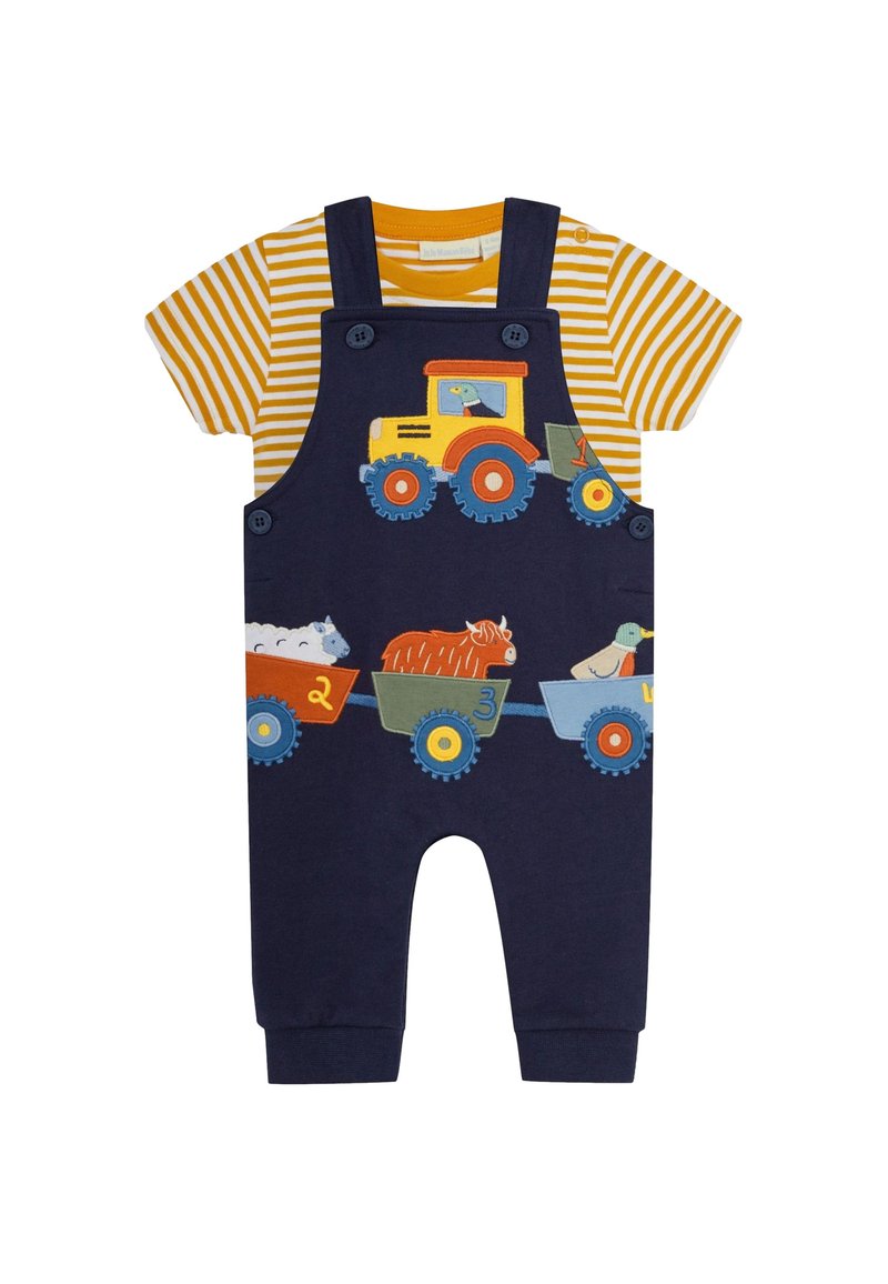 JoJo Maman Bébé 2-PIECE LION APPLIQUE  SET  - REGULAR FIT - Kombinezonas su petnešomis - navy blue tractor