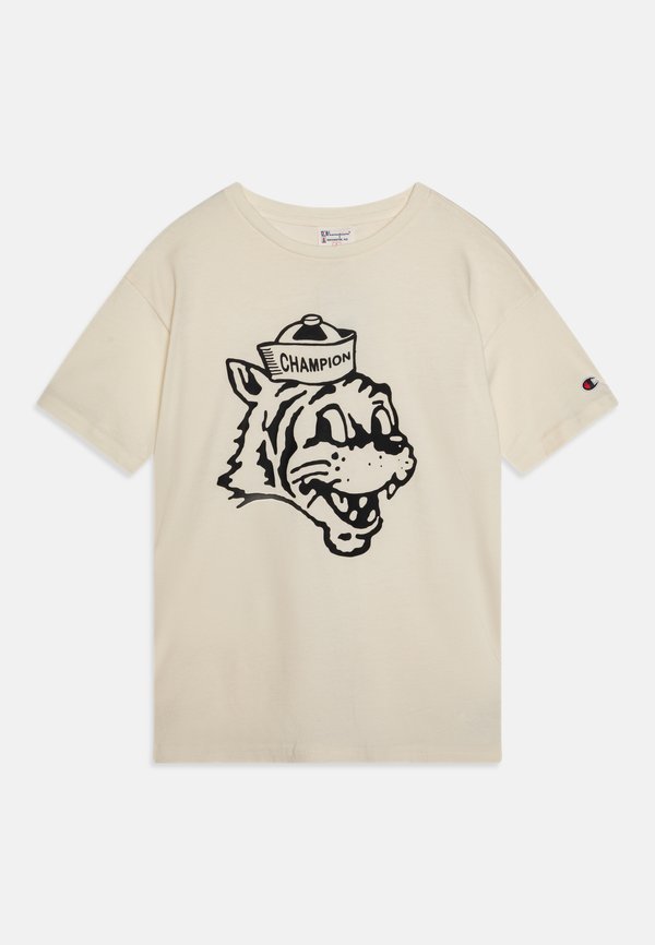 COLLEGE CREWNECK WITH TIGER PRINT - Print T-shirt - beige