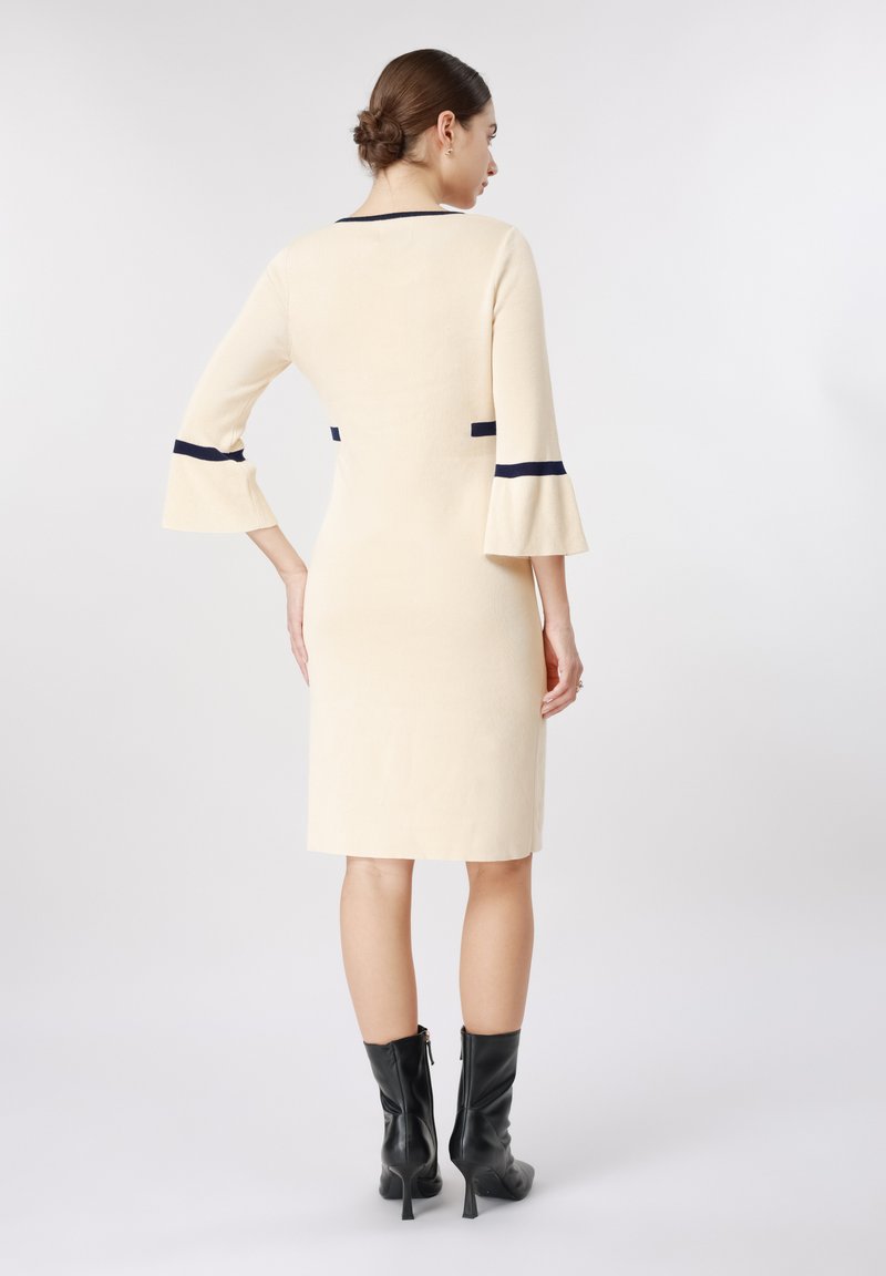 long sleeve dress for bridal shower guest Houndstooth Chiffon Tiered Dress - Beige/Navy