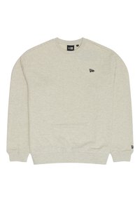 Lys grå sweatshirt lavet af blødt stof, med rund halsudskæring og ribbede manchetter. Lille sort logo på venstre bryst.