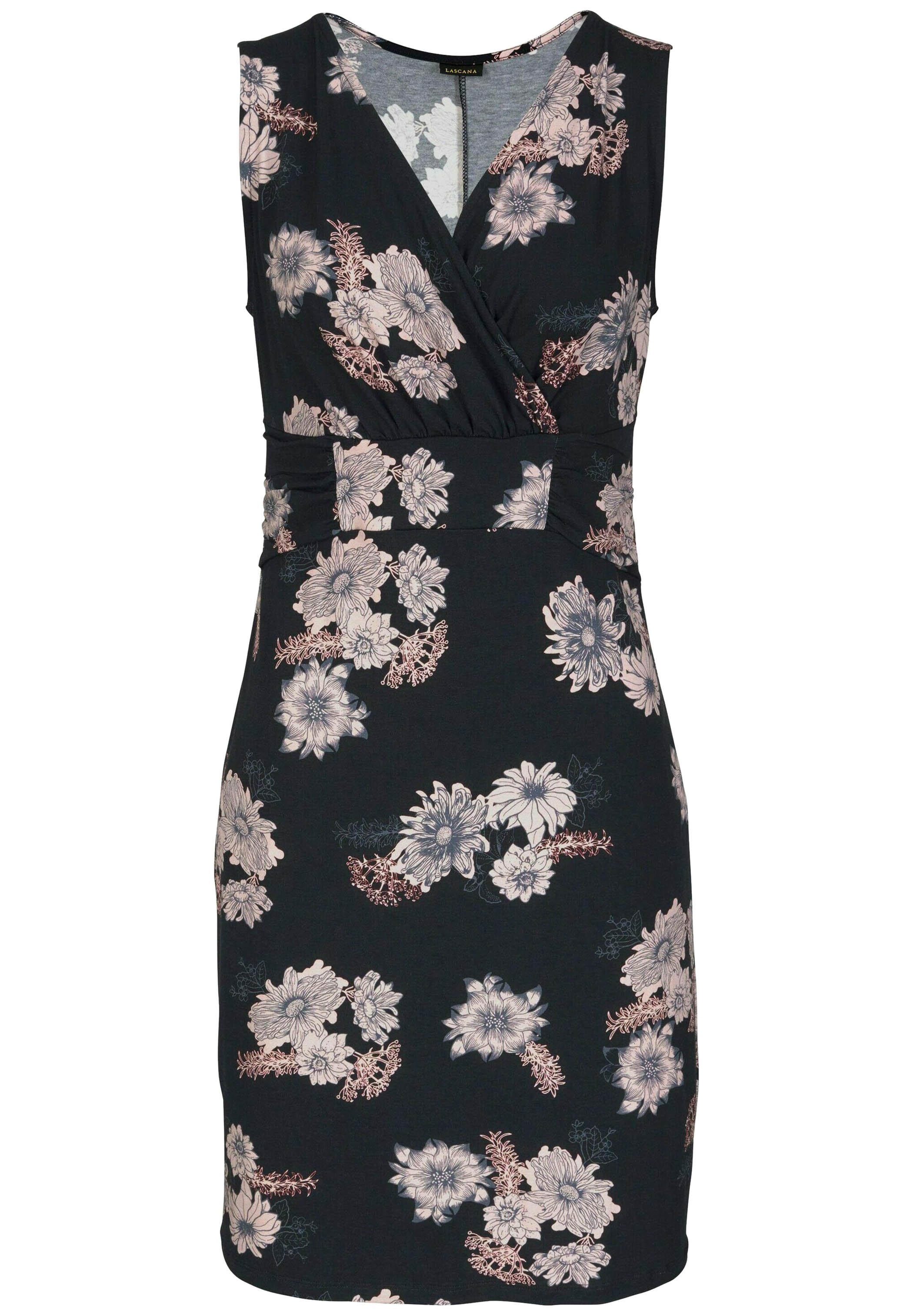 LASCANA Etuikleid - schwarz rose bedruckt/schwarz - Zalando.de
