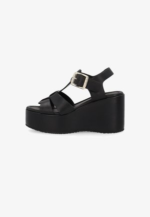 Frau Shoes, Sandalen met plateauzool - black