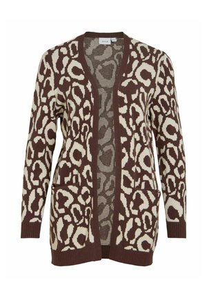 VILA, KNITTED CARDIGAN VITIF OPEN - Strickjacke - coffee bean