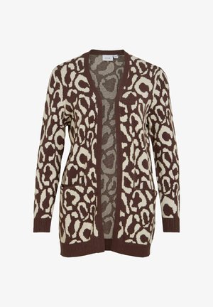 VILA, KNITTED CARDIGAN VITIF OPEN - Strickjacke - coffee bean