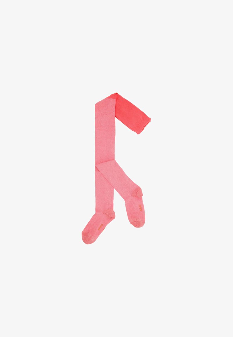Collants fuchsia avec une texture lisse, présentant une couleur uniforme, des extrémités complètes et un branding subtil sur la section des pieds.
