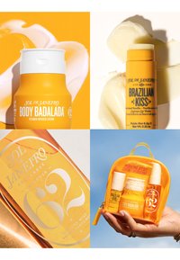 Les produits de soin Sol de Janeiro comprennent la lotion Body Badalada, le baume à lèvres Brazilian Kiss, la brume parfumée Cheirosa 62 et un coffret de voyage hydratant.