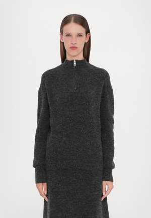MOCK NECK LONG SLEEVE - Strickpullover - dark grey melange