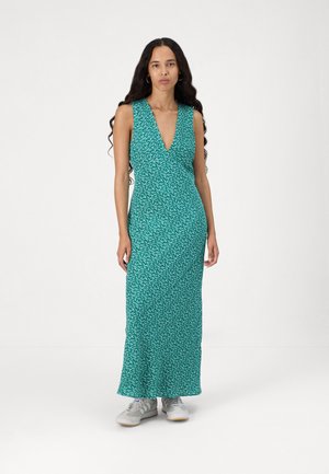 V-NECK CRINKLE COLUMN MAXI  - Robe longue - green