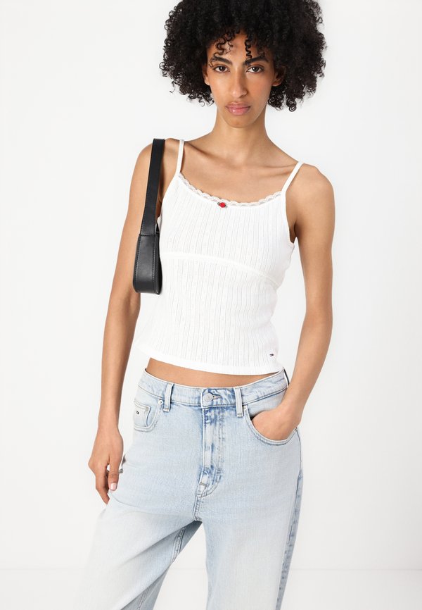 SLIM POINTELLE STRAP - Top - ecru3