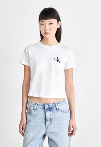 Calvin Klein Jeans - SMALL MONOLOGO BABY TEE - Osnovna majica kratkih rukava - white/black Minijatura 1