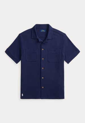 WAFFLE-KNIT COTTON-LINEN CAMP SHIRT - Πουκάμισο - newport navy