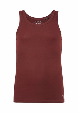 Canotta a coste color borgogna con scollatura rotonda, orlo dritto e accento con logo vicino all'orlo. Realizzata in materiale morbido e elasticizzato.