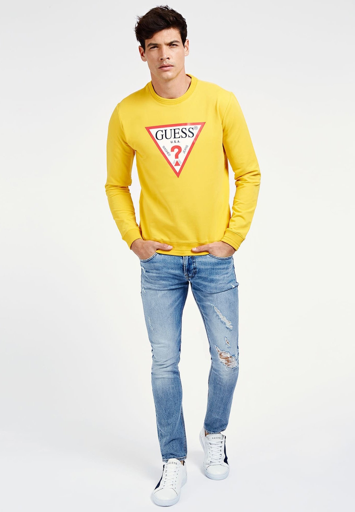 guess yellow sweater