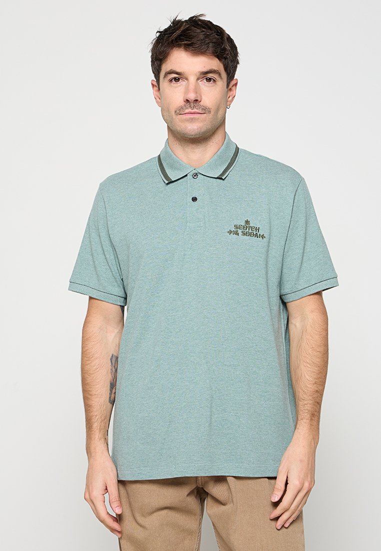 Scotch & Soda Poloshirt groen gemêleerd