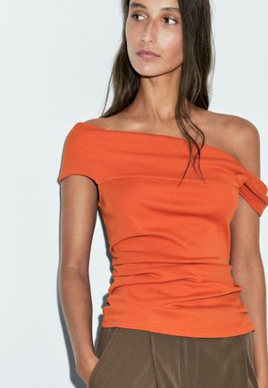 DRAPED WITH KNOT DETAIL - T-shirt imprimé - orange