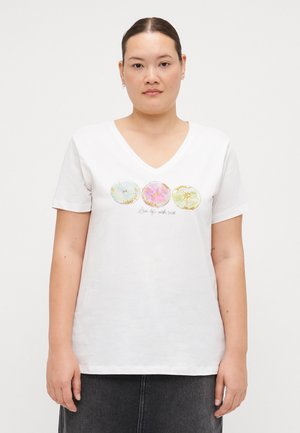 CARTIRA LIFE V-NECK REG - T-Shirt print - cloud dancer