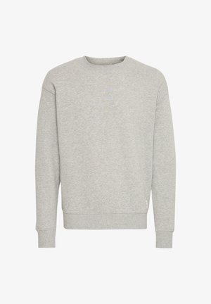 Szara bluza z miękkiej mieszanki bawełny, z okrągłym dekoltem i ściągaczami na rękawach. Prosty design bez wzorów ani akcentów.