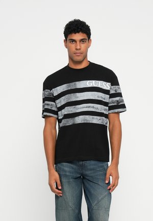 FADED STRIPES TEE - Apdrukāts T-krekls - jet black
