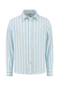 Pluus - blue cloud block stripes