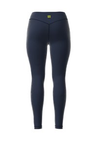 Marine leggings gemaakt van een gladde, stretchy stof; hoge tailleband; versterkte naden; klein groen logo aan de achterkant.