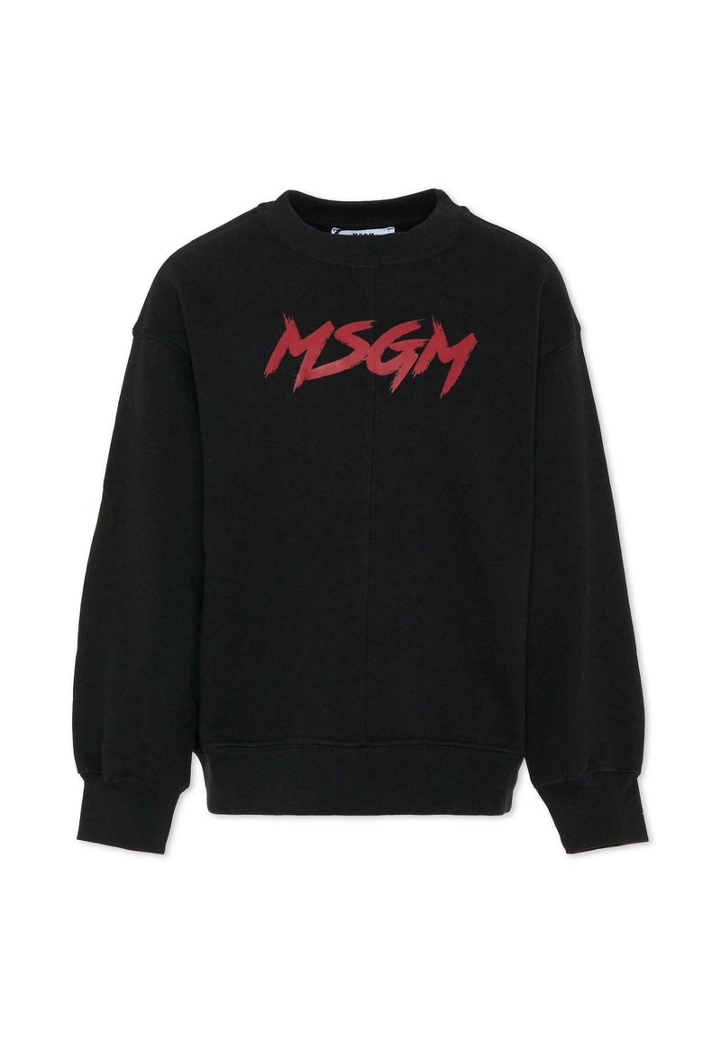 Czarna bluza z dużym, czerwonym logo "MSGM". Zaprojektowana z długimi rękawami, ściągaczami oraz okrągłym dekoltem. Miękka w dotyku.