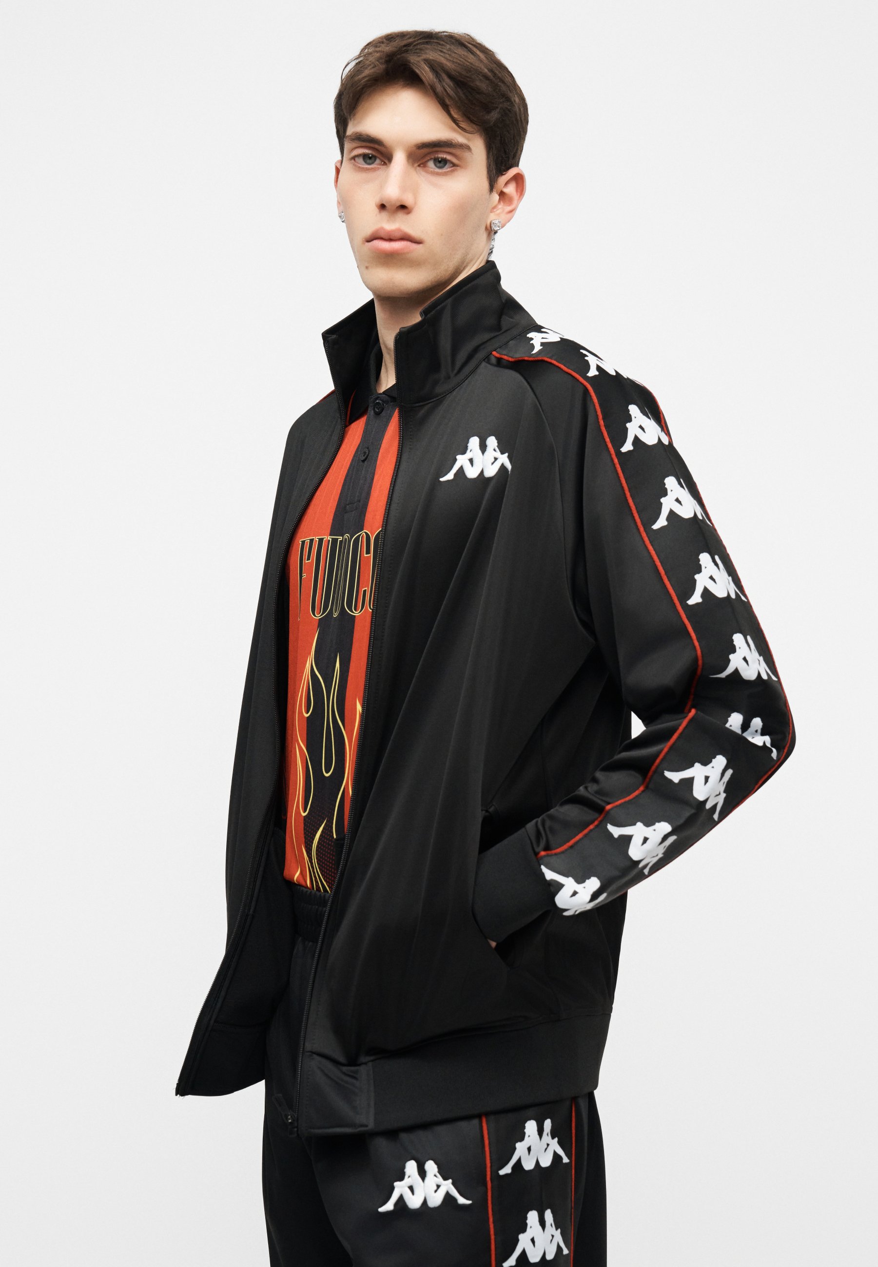 Kappa AUTHENTIC WILLIAM UNISEX - Zip-up sweatshirt - black/white