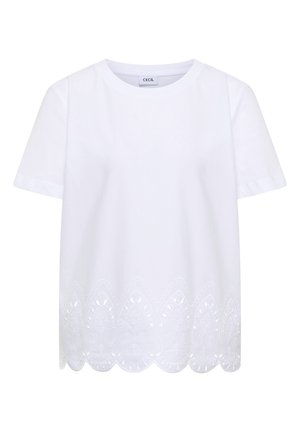 Cecil, T-SHIRT MIT EMBROIDERY AM SAUM - T-shirt print - white