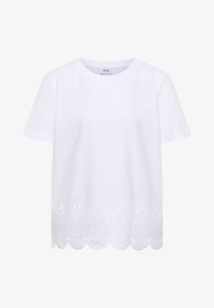 Cecil, T-SHIRT MIT EMBROIDERY AM SAUM - T-shirt con stampa - white
