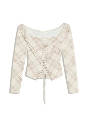 Bershka, LONG SLEEVE CORSET WITH LACE-UP - T-SHIRT - Bluse - beige