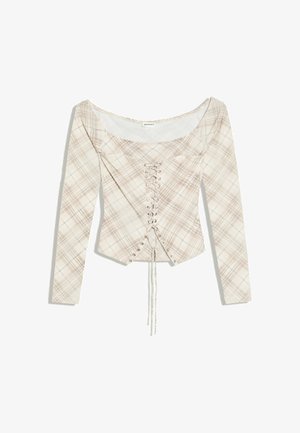 Bershka, LONG SLEEVE CORSET WITH LACE-UP - T-SHIRT - Camicetta - beige