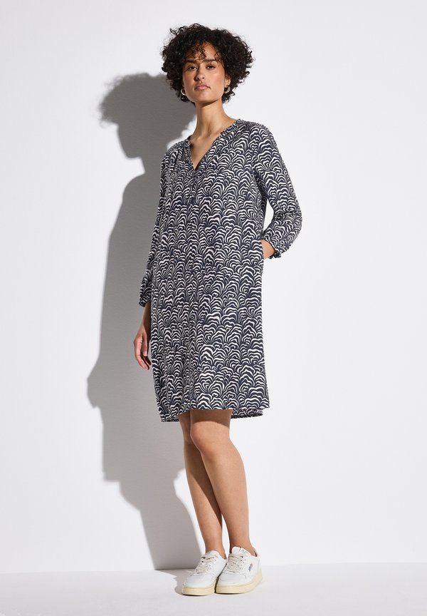 GEMUSTERTES  - Blusenkleid - blau