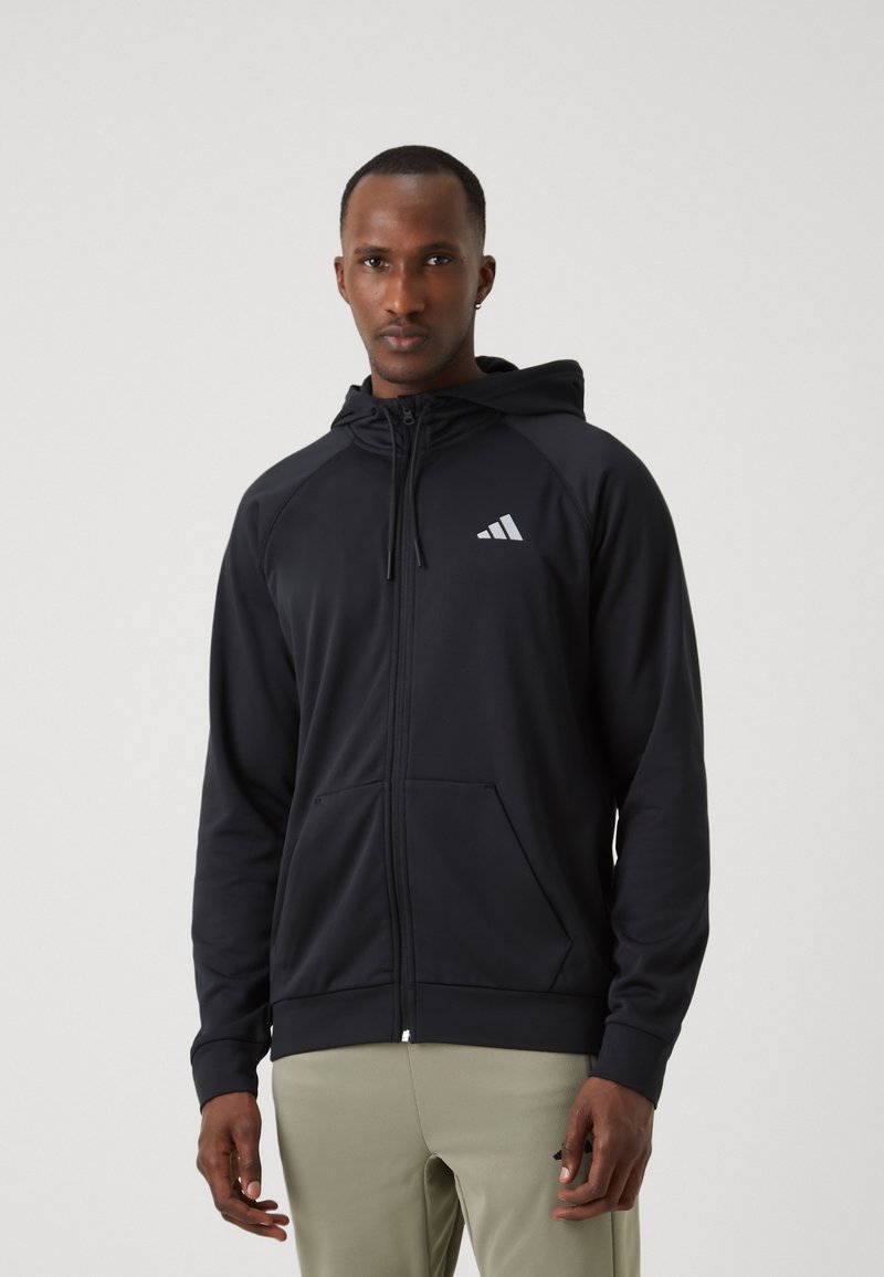 adidas Performance GAME & GO BIG LOGO 3 STRIPES FULL ZIP - Felpa con zip - black