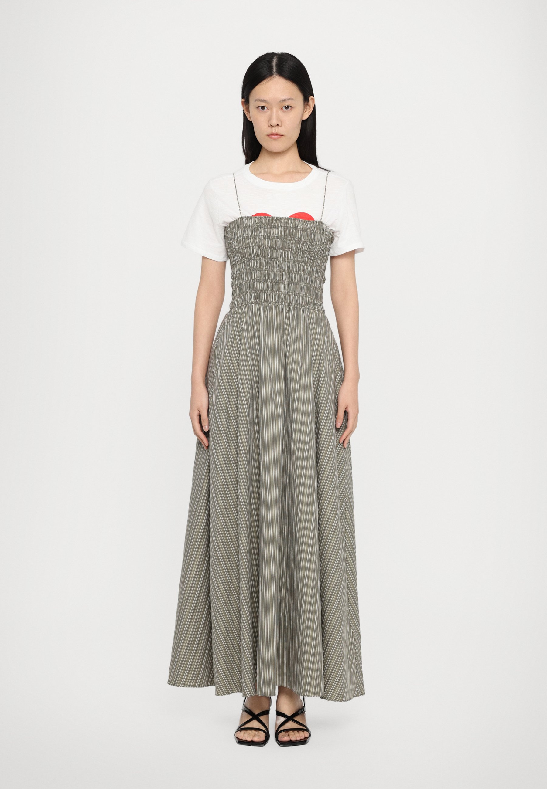 hibiscus tiered maxi dress Hibiscus & Plumeria Tie Long Dress (3 Colors) Lime