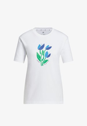 adidas Sportswear, ADIDAS SPORTSWEAR FLORAL BLOOM AT YOUR OWN PACE GRAPHIC T-SHIRT - Print T-shirt - white