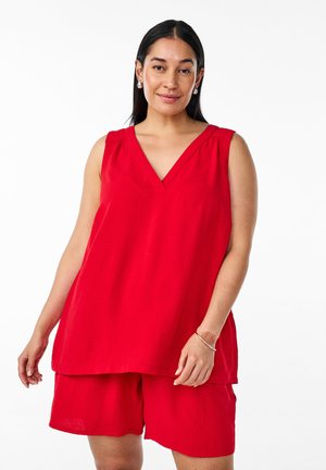 ÄRMELLOSES MIT FALTENDETAILS - Blouse - urban red