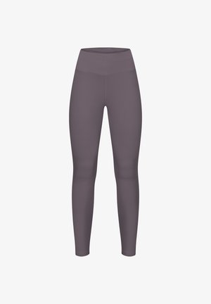 Leggings a vita alta in un colore malva tenue, realizzati in tessuto liscio ed elastico con un design aderente e sagomato.