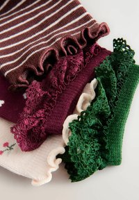 Next RICH FRILL FLUTED ANKLE 4 PACK - Strømper - red/green/cream and brown