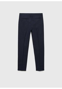 Marina blå byxor med slim fit, med en texturerad tyg, två bakfickor och en ren midja.