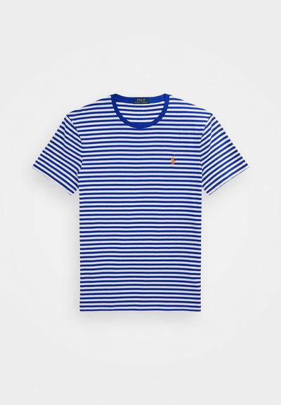 Polo Ralph Lauren CUSTOM SLIM FIT STRIPED JERSEY T-SHIRT - Nyomott mintás póló - blue saturn/white