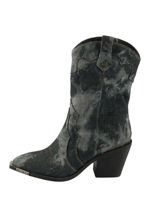 Bottines de cowboy / motard - black grey