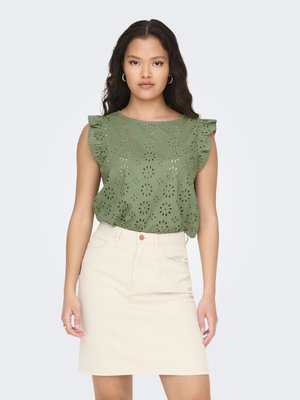 JDY, NORMAL GESCHNITTEN RUNDHALS VOLUMINÖSER ARMSCHNITT - Bluse - oil green