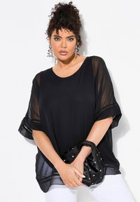 Ulla Popken 3/4 SLEEVE LAYERED  - Bluse - black