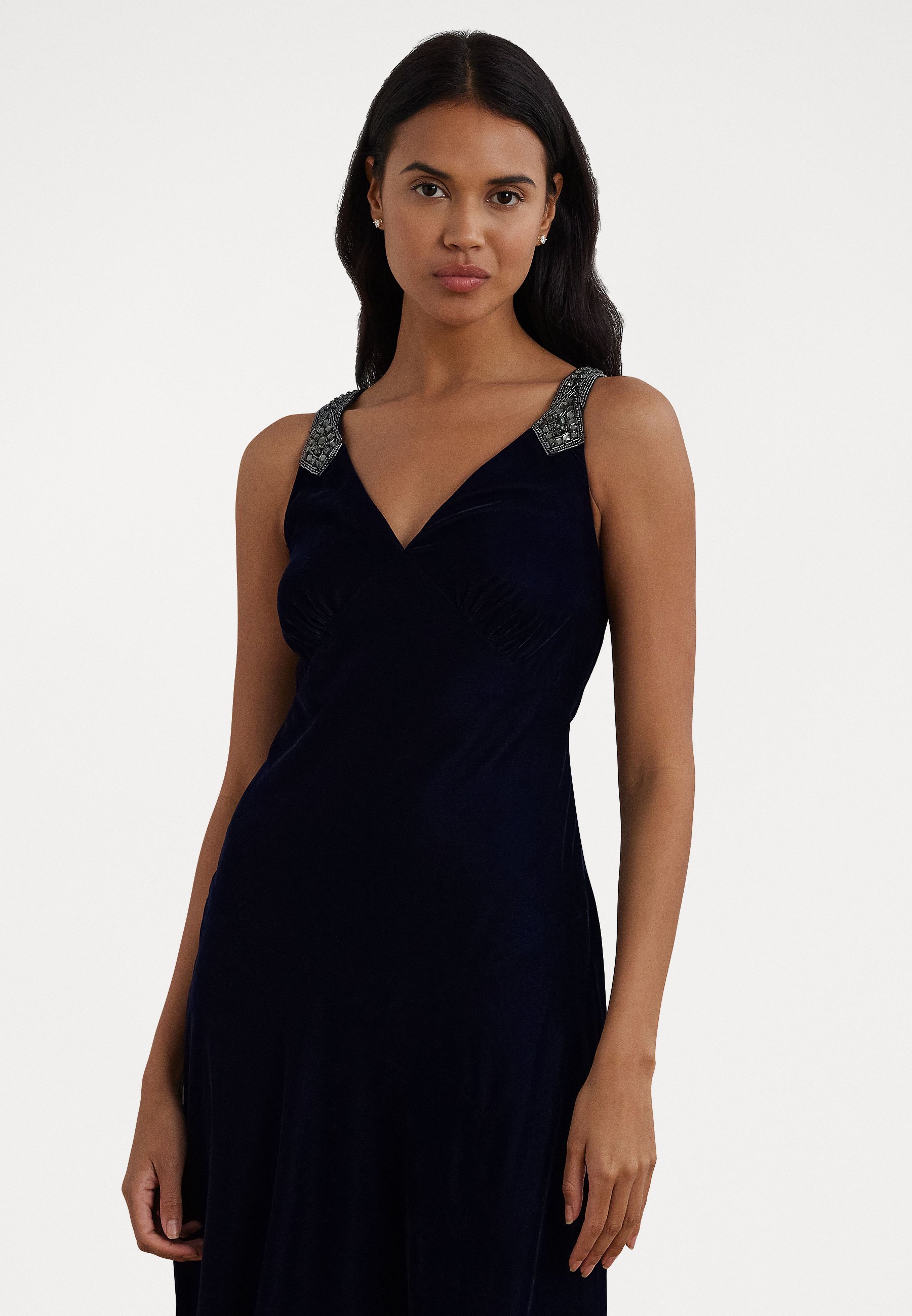 ralph lauren blue velvet dress Lauren Ralph Lauren BEADED VELVET SLEEVELESS COCKTAIL DRESS - Cocktail dress  / Party dress - navy/dark blue