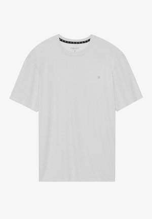 Lys grå t-shirt lavet af blødt stof, med korte ærmer, rund halsudskæring og et lille logo på venstre brystområde.