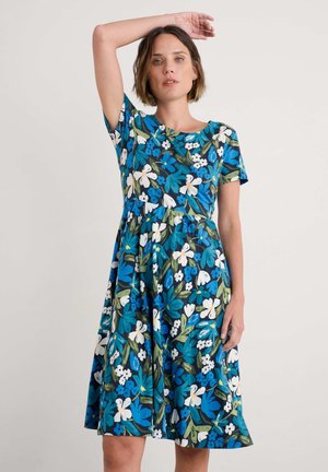 APRIL  - Jersey dress - blue crayon floral waterway