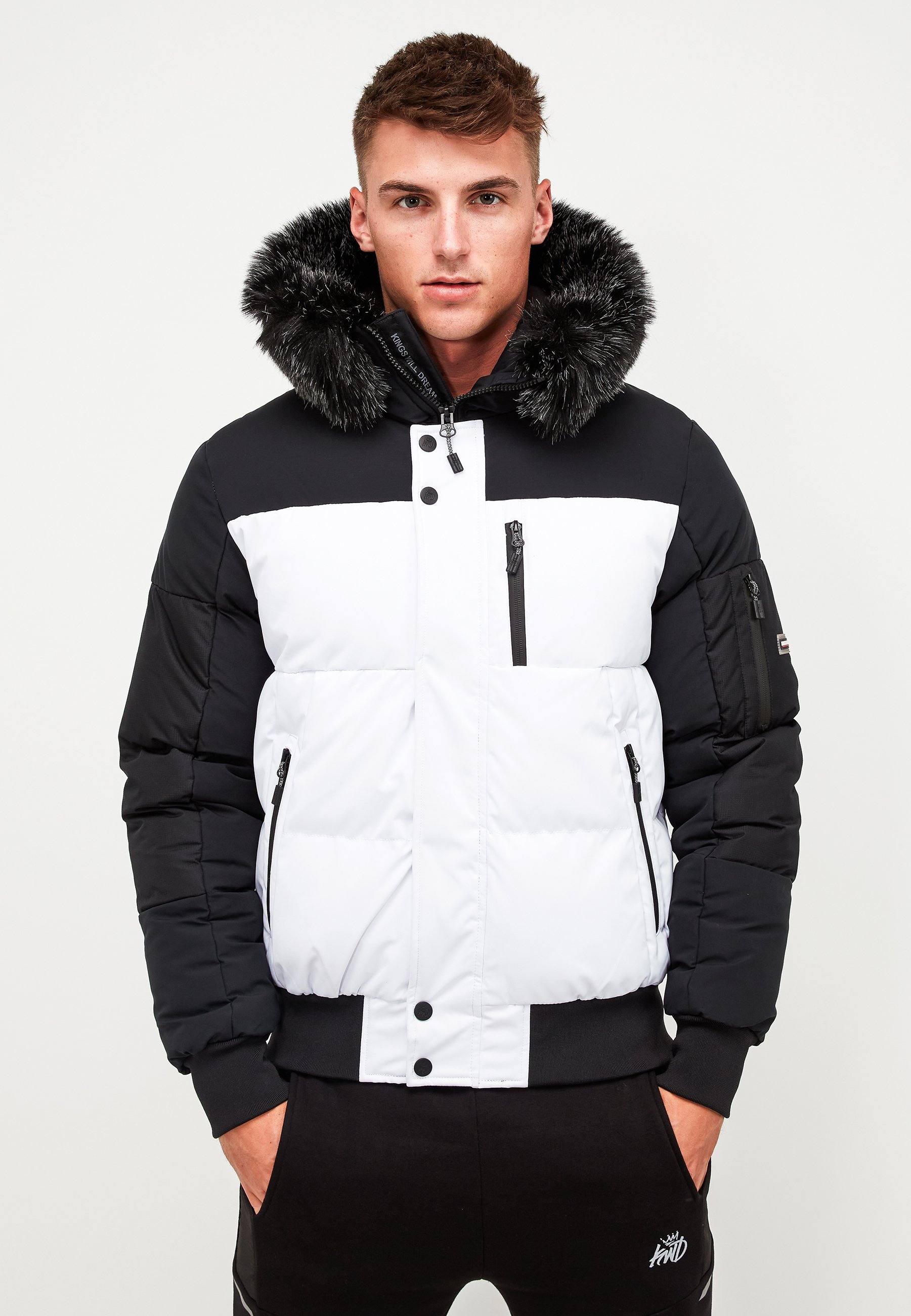 dessert Revision mord Kings Will Dream SANDERS SHORT BOMBER JACKET - Vinterjakker - optic  white/jet black/hvid - Zalando.dk