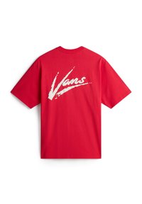 Vans BRUSH SCRIPT LOOSE FIT - Triko s potiskem - racing red marshmallow