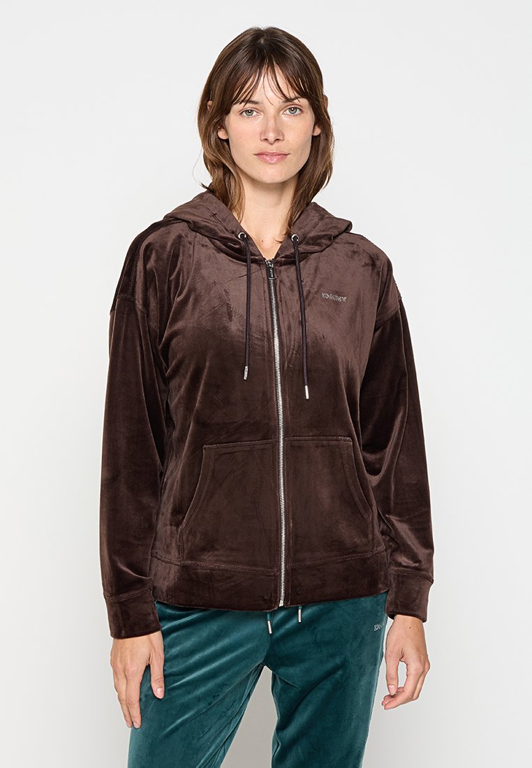 DKNY Sport Sweater met rits donkerbruin