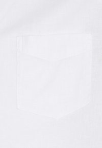 White linen fabric featuring a small, pointed chest pocket. The texture is smooth with a subtle weave pattern.